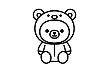 Obraz premium Cute cartoon character wearing a bear costume sitting on the ground, designed for children?s entertainment or decoration