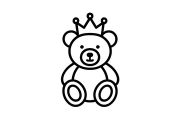 Naklejka premium Cute bear wearing a crown sits proudly on a plain background while exuding charm and playfulness