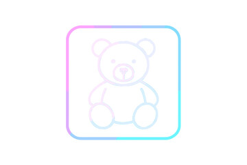 Cute teddy bear illustration with a soft pastel gradient background design for children's decor and toys