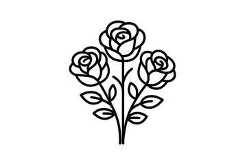 Three interconnected roses with simple lines and leaves in a minimalistic design showcasing elegance and beauty