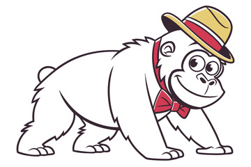 Happy cartoon gorilla smiling cheerfully while wearing a jersey with the number one on it