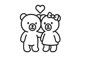 Cute cartoon bears express love and friendship in a playful design suitable for children