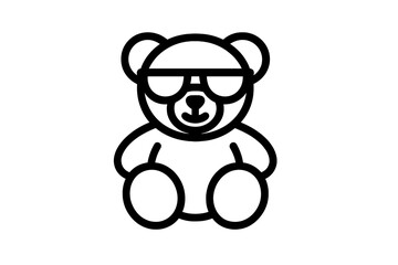 Cute teddy bear character wearing sunglasses in a playful and cartoonish design