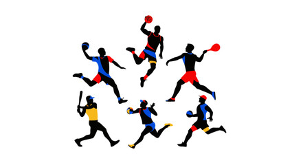 Dynamic silhouettes of athletes engaged in various sports, showcasing action and athleticism.