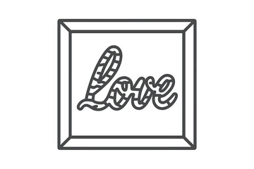 Stylish wall art featuring the word love in an elegant cursive font within a decorative frame for home decor