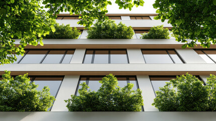 Fototapeta premium Modern building facade with greenery