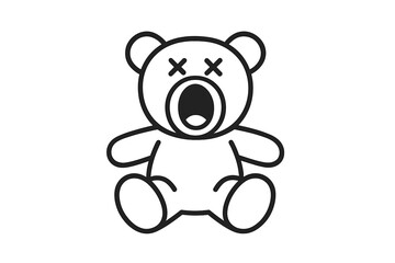 Cute teddy bear illustration with a surprised expression, suitable for children's design or playful decor