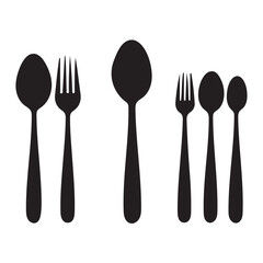 silhouette cutlery icon set vector illustration on white background