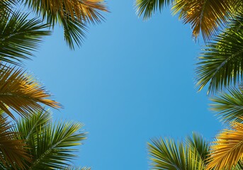 Nature's frame: a beautiful blue sky enhanced by the natural border of palm fronds