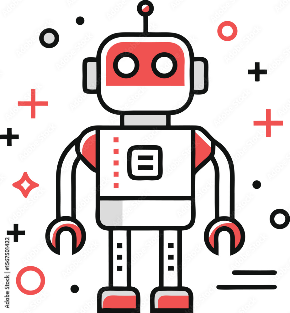 Poster ai robot vector illustration futuristic technology and smart machine design, artificial intelligence
