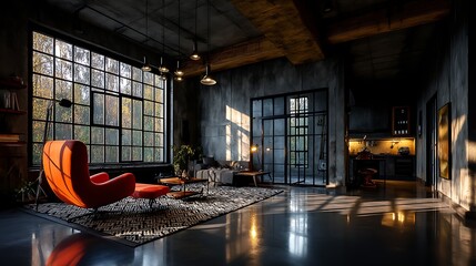 Industrial loft living room