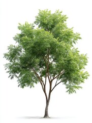Isolated Green Tree Against White Background
