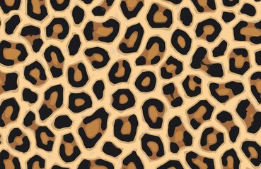 Leopard cheetah skin seamless pattern visual graphic. Stylized spotted animal fur texture for fashion, fabric, wallpaper. Natural brown, black, tan colors create wild safari vibe.