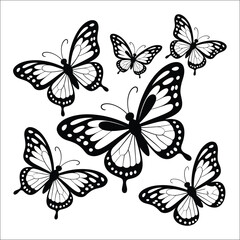 Obraz premium Minimalist Tribal Butterflies – Set of 5 Abstract Butterfly Designs in Dynamic Floating Layout