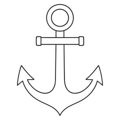 Simple, Outline Illustration of a Classic Anchor