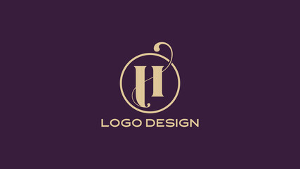 Vintage H Letter Logo in Circle Frame – Classic Emblem for Heritage or Luxury Branding