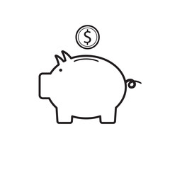 Icon Piggy Bank Vector. A minimalistic line art icon of a piggy bank. Flat Design Of Invesment. Money Investment icon