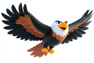 Obraz premium Eagle isolated in 3d cartoon character on white background