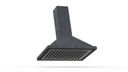 Metallic Black Electric Chimney. Isolated. White background. 3D render