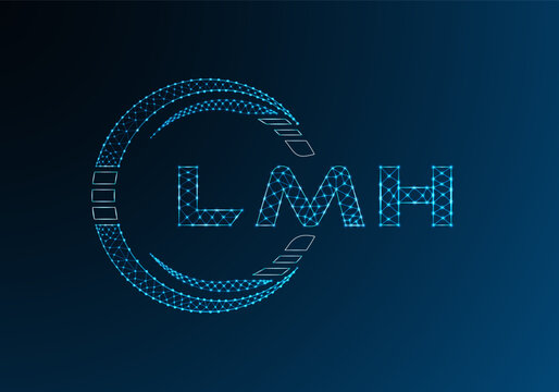 LMH low poly letter logo vector design. LMH lower poly logo design. Low poly logo.