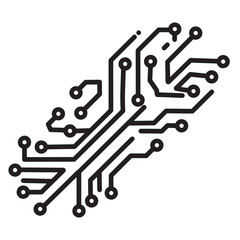 Black and white circuit board illustration representing technology and electronic connections