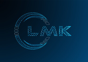 LMK low poly letter logo vector design. LMK lower poly logo design. Low poly logo.