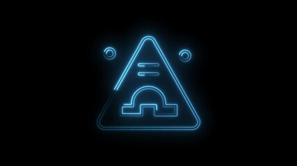 Neon glow libra zodiac sign in triangle frame astrology and horoscopes on dark background