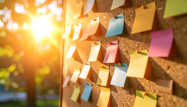 Sunset Corkboard Notes Planning Ideas.