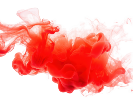 Abstract red ink cloud isolated on transparent background