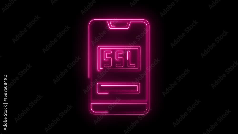 Poster neon ssl certificate validation displayed on mobile phone security digital privacy protection