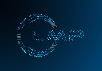 LMP low poly letter logo vector design. LMP lower poly logo design. Low poly logo.