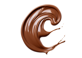 melted brown chocolate dripping swirl or smear isolated on white or transparent png