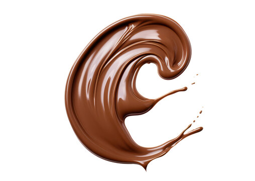 melted brown chocolate dripping swirl or smear isolated on white or transparent png - Powered by Adobe