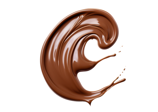 melted brown chocolate dripping swirl or smear isolated on white or transparent png