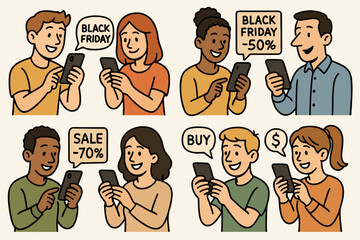 People shopping online during black friday sales