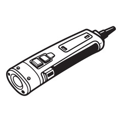 Detailed vector illustration of a modern black and white electronic cigarette or vape pen