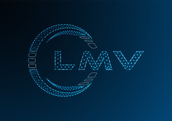 LMV low poly letter logo vector design. LMV lower poly logo design. Low poly logo.