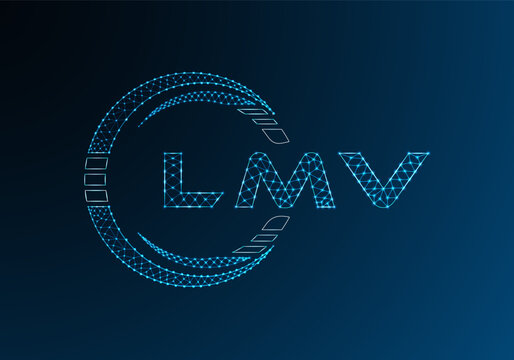 LMV low poly letter logo vector design. LMV lower poly logo design. Low poly logo.