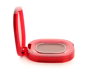 Modern red lipstick on white background