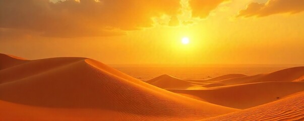 Scorching Sun Beats Down on Shimmering Desert Dunes A Desolate Landscape Under Relentless Heat