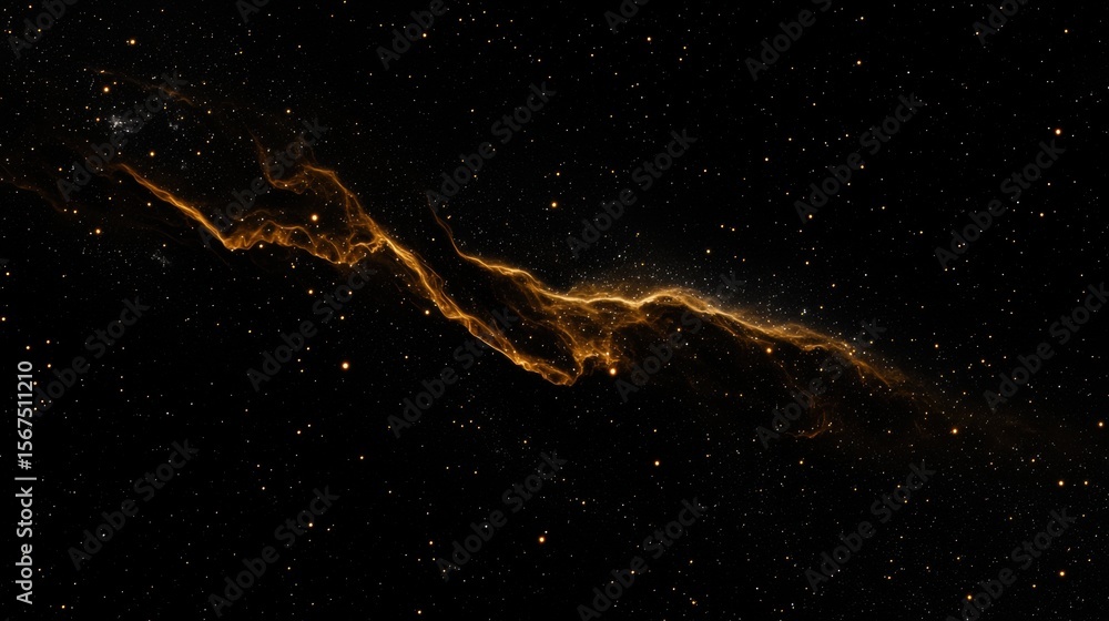 Poster a nebula with a long, wispy tail extending into the distance.