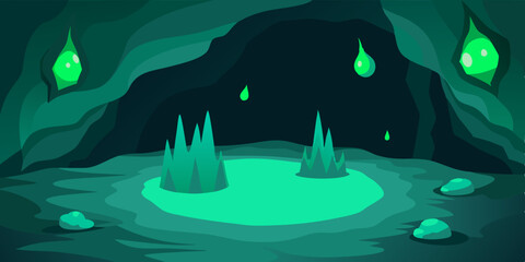 A Deep Underground Cave With Glowing Bioluminescence
