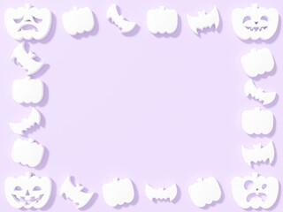 白いカボチャとコウモリのハロウィン3DCGフレーム