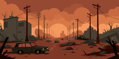 Post Apocalyptic Street Scene Littered With Debris © MD DULU