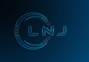LNJ low poly letter logo vector design. LNJ lower poly logo design. Low poly logo.