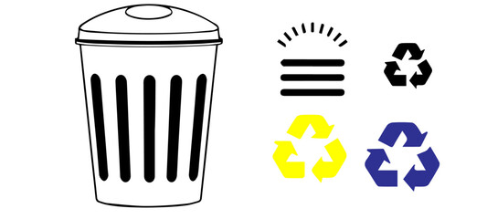 trash can icon Thin Line Smart Bin Icons with Voice Interface and Fill Level Indicator
