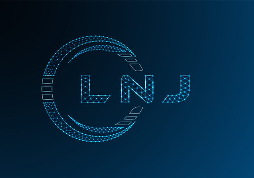LNJ low poly letter logo vector design. LNJ lower poly logo design. Low poly logo.