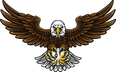 Obraz premium Eagle nine ball pool billiards sports mascot holding a 9 ball cartoon illustration