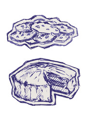 Stack of Sketchy Cookies With Pumpkin Pie Vector Sticker 

