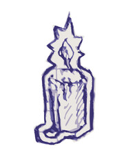 Stylized Burning Candle Sketch Vector Sticker